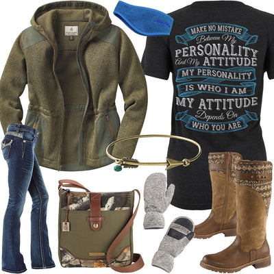 Personality & Attitude Zip Fleece Sweater Outfit