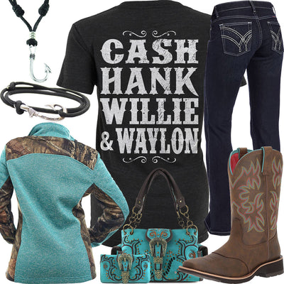 Cash Hank Willie & Waylon Fish Hook Necklace Outfit