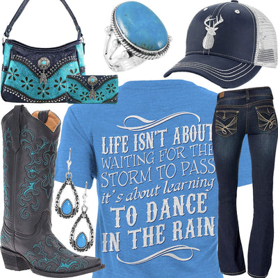 Dance In The Rain Blue Turquoise Ring Outfit