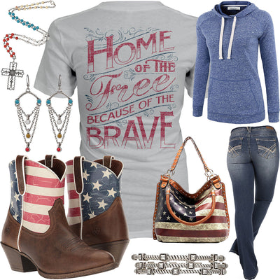Home Of The Free Flag Purse Outfit