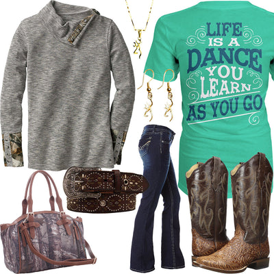 Life Is A Dance Button-Neck Thermal Outfit