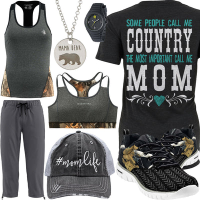 Country Mom Mama Bear Necklace Outfit