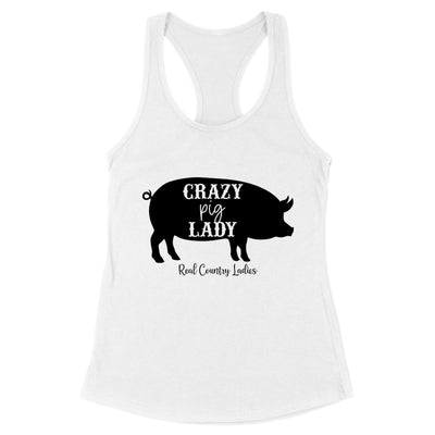 Crazy Pig Lady Black Print Apparel