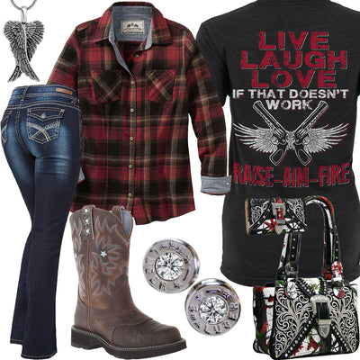 Raise Aim Fire Angel Wings Necklace Outfit