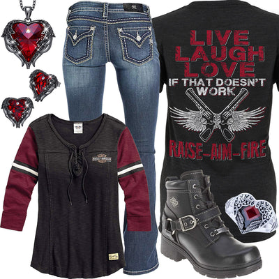 Raise Aim Fire Harley-Davidson Shirt Outfit