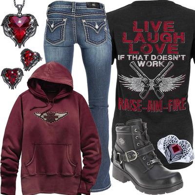 Raise Aim Fire Harley-Davidson Hoodie Outfit