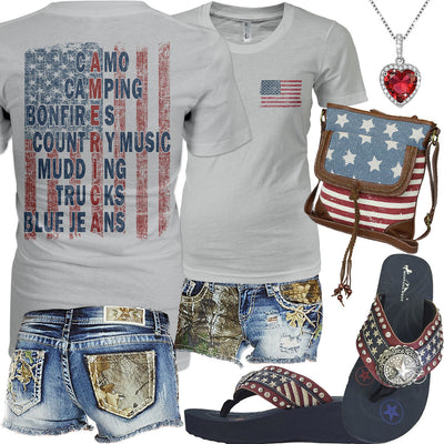 American Flag Realtree Jean Shorts Outfit