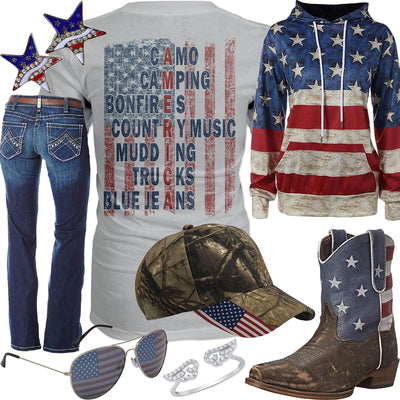 The American Flag Camo Cap Outfit
