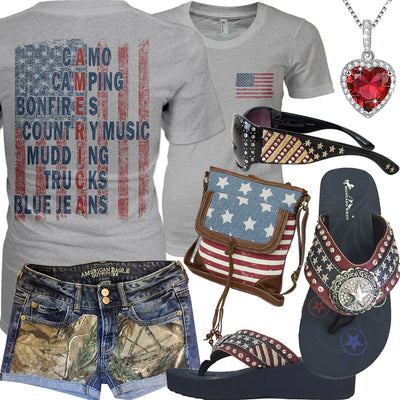 The American Flag Realtree Jean Shorts Outfit