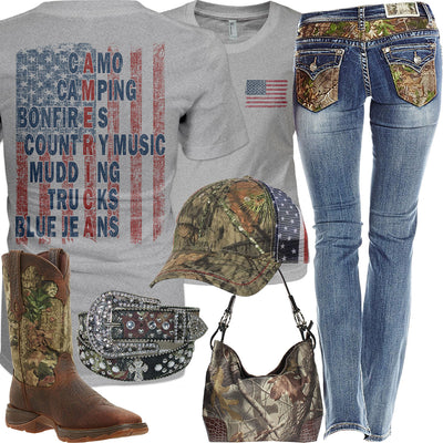 Camo American Flag Cap Outfit