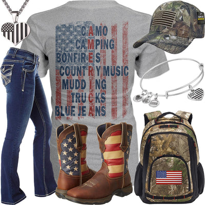 American Flag Heart Bracelet Outfit