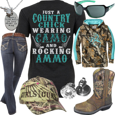 Camo & Ammo Girls With Guns Hat Outfit