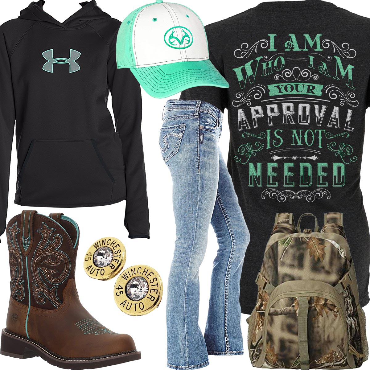 I Am Who I Am Realtree Mint Hat Outfit – Real Country Ladies