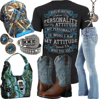 Personality & Attitude Blue Camo Purse Outfit