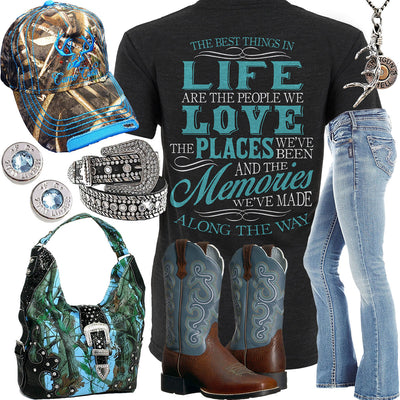 Best Things In Life Blue Camo Purse Outfit