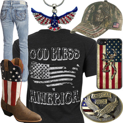 God Bless America Eagle Necklace Outfit