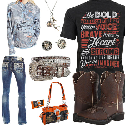 Bold Brave Strong Justin Boots Outfit