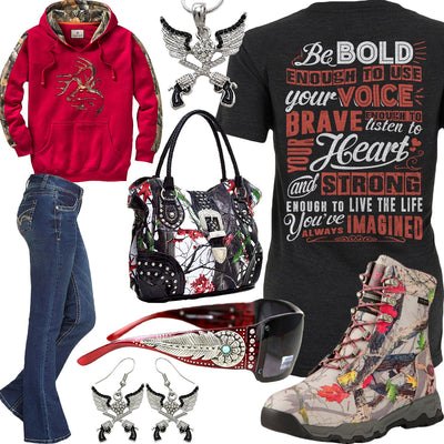 Bold Brave Strong Ariat Camo Boot Outfit