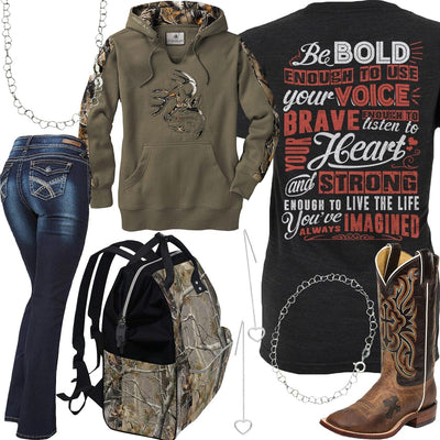 Bold, Brave & Strong Realtree Backpack Outfit