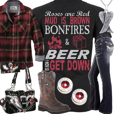 Bonfires & Beer Snow Camo Purse Outfit