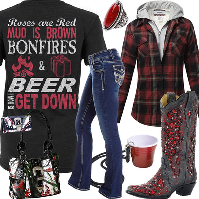 Bonfires & Beer Vintage Red Ring Outfit