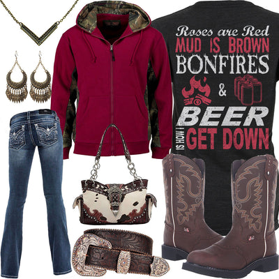 Bonfires & Beer Trail Crest Jacket Outfit