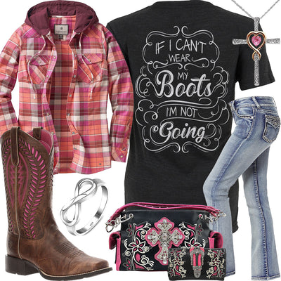 Wear My Boots Hooded Flannel Outfit