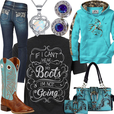 Wear My Boots Turquoise Purse Outfit