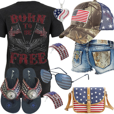 Born To Be Free Realtree Jean Shorts Outfit