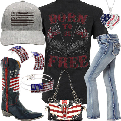 Born To Be Free Ammo Flag Cap Outfit