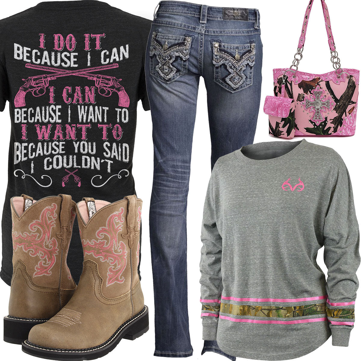 Because I Can Realtree Long Sleeve Tee Outfit – Real Country Ladies