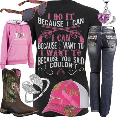 Because I Can Hot Pink Camo Cap Outfit
