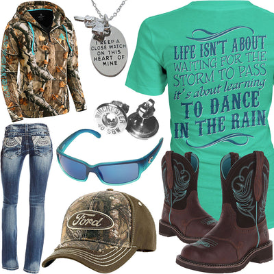 Dance In The Rain Camo Ford Hat Outfit