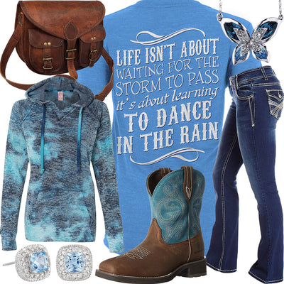 Dance In The Rain Blue Burnout Hoodie Outfit