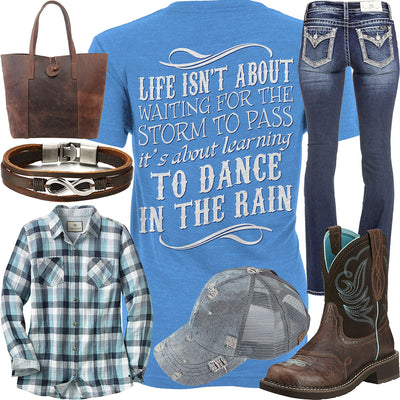 Dance In The Rain Denim Ponytail Cap Outfit