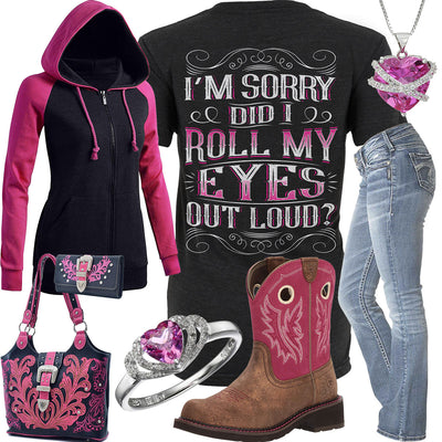 Roll My Eyes Silver Jeans Outfit