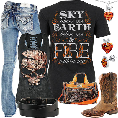 Fire Within Me Skull Tank Outfit