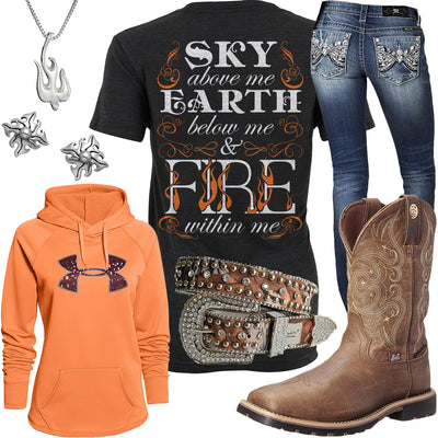 Fire Within Me Flaming Dove Necklace Outfit