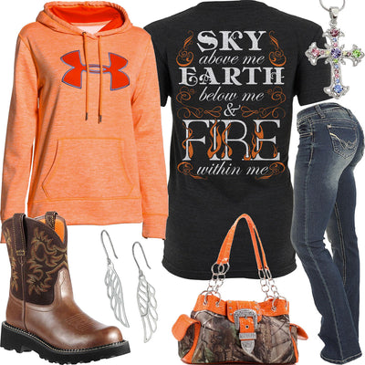 Fire Within Me Orange Camo Purse Outfit