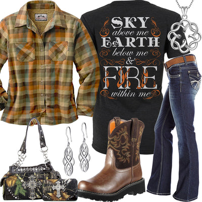 Fire Within Me Rustic Plaid Shirt Outfit