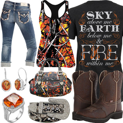 Fire Within Me Wildfire Camo Tank Outfit