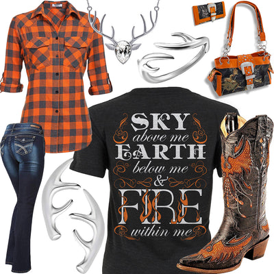 Fire Within Me Orange Camo Purse Outfit