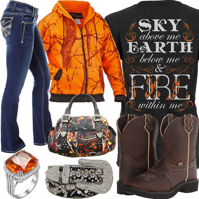 Fire Within Me Orange Camo Hoodie Outfit