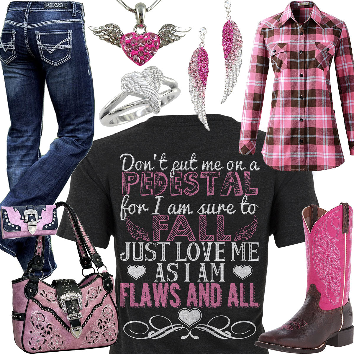 Flaws And All Angel Wing Heart Ring Outfit – Real Country Ladies