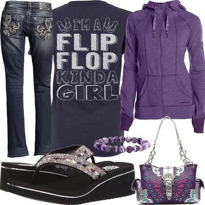 Flip Flop Kinda Girl Purple Hoodie Outfit