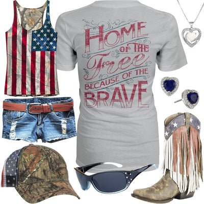 Home Of The Free Camo Nation Tank Outfit