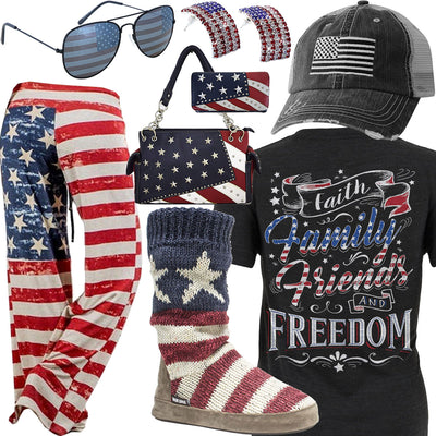 Faith, Family, Friends & Freedom American Flag Purse Outfit