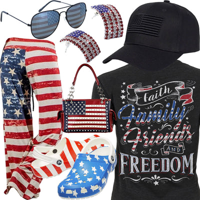 Faith, Family, Friends & Freedom Black Cap Outfit