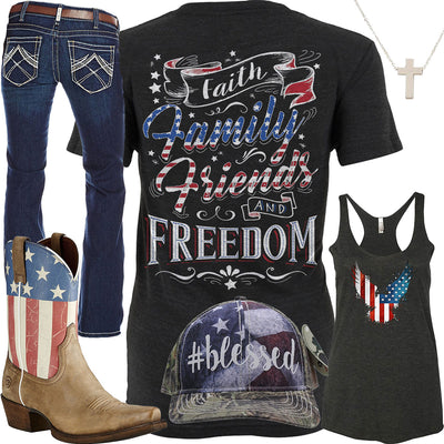 Faith, Family, Friends & Freedom Ariat Boots Outfit