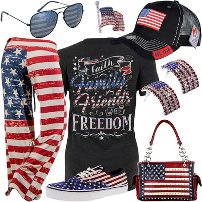 Faith, Family, Friends & Freedom American Flag Pants Outfit